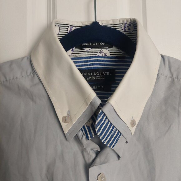 Marco Donateli Dress Shirt Men's Large Grey with Fun Details - Picture 5 of 10